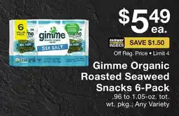Fairway Store Market Gimme Organic Roasted Seaweed Snacks 6-Pack offer