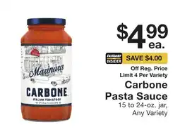 Fairway Store Market Fairway insider carbone pasta sauce offer