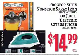 Trade Fair Supermarket Proctor Silex Nonstick Spray Iron or Juicit Electric Citrus Juicer offer