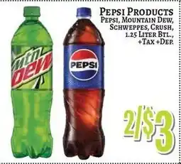 Trade Fair Supermarket Pepsi Products Pepsi, Mountain Dew, Schweppes, Crush offer