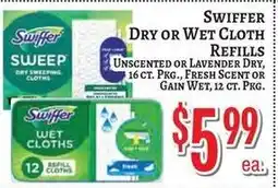 Trade Fair Supermarket Swiffer dry or wet cloth refills offer