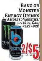 Trade Fair Supermarket Bang or Monster energy drinks offer