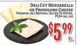 Trade Fair Supermarket Deli Cut Mozzarella or Provolone Cheese offer