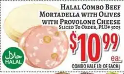 Trade Fair Supermarket Halal combo beef mortadella with olives with provolone cheese offer