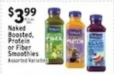 Met Foodmarkets Naked Boosted, Protein or Fiber Smoothies offer