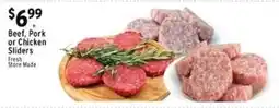 Met Foodmarkets Beef, Pork or Chicken Sliders offer