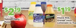 Homeland Market Hiland milk, orange juice, lemonade or tea offer
