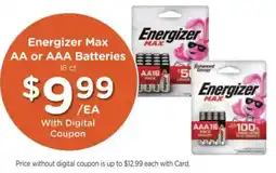 Fred Meyer Energizer Max AA or AAA Batteries offer