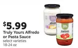 Fareway Truly Yours Alfredo or Pasta Sauce offer