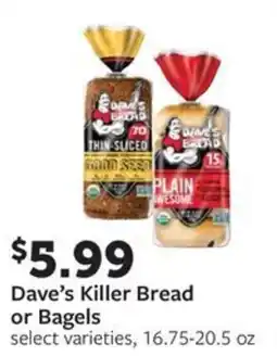 Fareway Dave's Killer Bread or Bagels offer