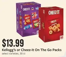 Fareway Kellogg's or Cheez-It On The Go Packs offer