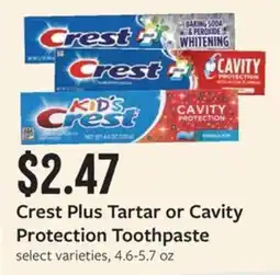 Fareway Crest Plus Tartar or Cavity Protection Toothpaste offer