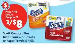 Family Dollar Scott Comfort Plus Bath Tissue 6 or 12 Rolls or Paper Towels 6 Rolls offer