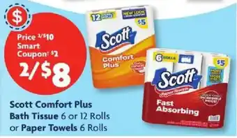Family Dollar Scott Comfort Plus Bath Tissue 6 or 12 Rolls or Paper Towels 6 Rolls offer