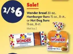 Family Dollar Wonder Bread Hamburger Buns or Hot Dog Buns offer