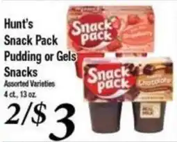 Ferndale Foods Hunt's Snack Pack Pudding or Gels Snacks offer