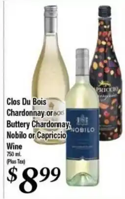Ferndale Foods Clos Du Bois Chardonnay or Buttery Chardonnay, Nobilo or Capriccio Wine offer