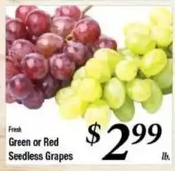 Ferndale Foods Fresh Green or Red Seedless Grapes offer