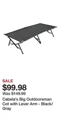 Cabela's Cabela's Big Outdoorsman Cot with Lever Arm - Black/Gray offer