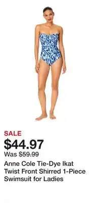 Cabela's Anne Cole Tie-Dye Ikat Twist Front Shirred 1-Piece Swimsuit for Ladies offer