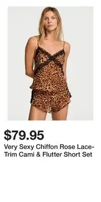 Victoria's Secret Very Sexy Chiffon Rose Lace-Trim Cami & Flutter Short Set offer