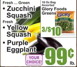 SuperFresh Fresh ... Green Zucchini Squash, Yellow Squash, Purple Eggplant offer