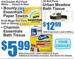 SuperFresh • Bounty Essentials Paper Towels • Charmin Essentials Bath Tissue offer