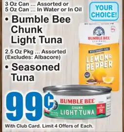 SuperFresh • Bumble Bee Chunk Light Tuna • Seasoned Tuna offer