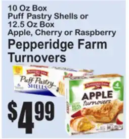 SuperFresh 10 Oz Box Puff Pastry Shells or 12.5 Oz Box Apple, Cherry or Raspberry Pepperidge Farm Turnovers offer
