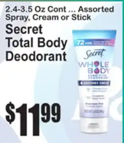 SuperFresh Secret Total Body Deodorant offer