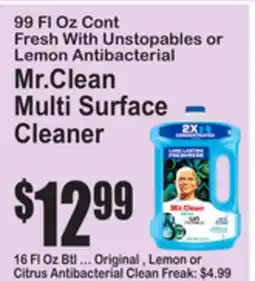SuperFresh Fresh With Unstopables or Lemon Antibacterial Mr.Clean Multi Surface Cleaner offer