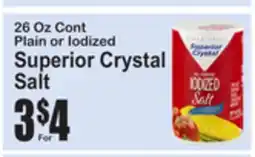 SuperFresh 26 Oz Cont Plain or Iodized Superior Crystal Salt offer