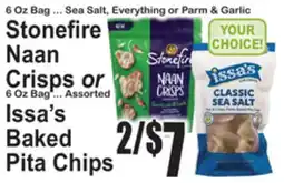 SuperFresh STONEFIRE Naan Crisps or Issa's Baked Pita Chips offer