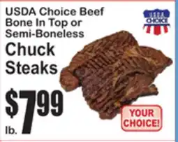 SuperFresh USDA Choice Beef Bone In Top or Semi-Boneless Chuck Steaks offer