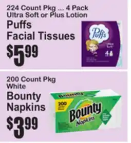 SuperFresh Puffs Facial Tissues, Bounty Napkins offer