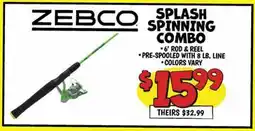 Ollie's ZEBCO SPLASH SPINNING COMBO offer