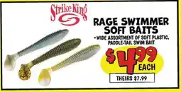 Ollie's Strike King RAGE SWIMMER SOFT BAITS offer