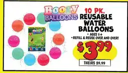 Ollie's BOOGY BALLOONS 10 PK. REUSABLE WATER BALLOONS offer