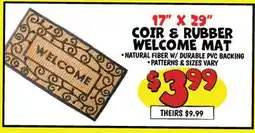 Ollie's 17 X 29 COIR & RUBBER WELCOME MAT offer