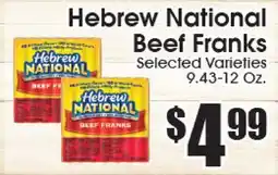 Supremo Foods Inc Hebrew National Beef Franks offer