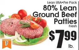 Supremo Foods Inc Lean USA•Pre Pack 80% Lean Ground Beef Patties offer