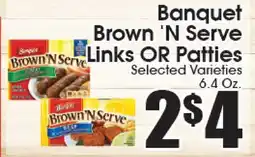 Supremo Foods Inc Banquet Brown 'N Serve Links OR Patties offer