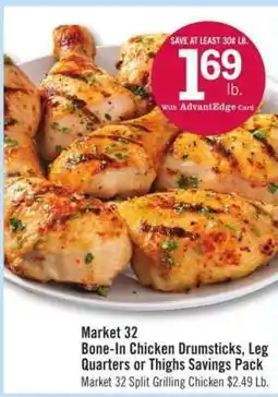 Price Chopper Market 32 Bone-In Chicken Drumsticks, Leg Quarters or Thighs Savings Pack offer