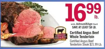 Certified Angus Beef Whole Tenderloin