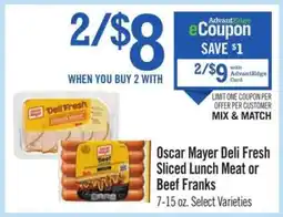 Price Chopper Oscar Mayer Deli Fresh Sliced Lunch Meat or Beef Franks offer