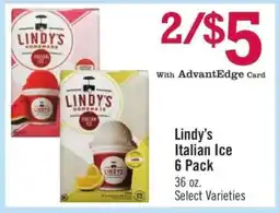 Price Chopper Lindy’s Italian Ice 6 Pack offer