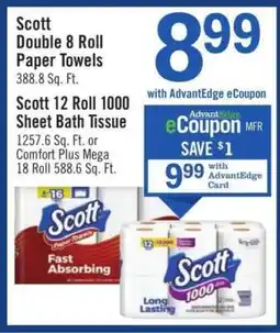 Price Chopper Scott Double 8 Roll Paper Towels offer