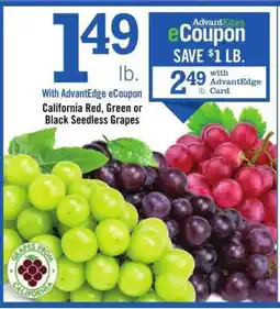 Price Chopper California Red, Green or Black Seedless Grapes offer