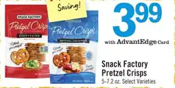 Price Chopper Snack Factory Pretzel Crisps offer
