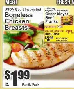 Key Food USDA Gov't Inspected Boneless Chicken Breasts offer